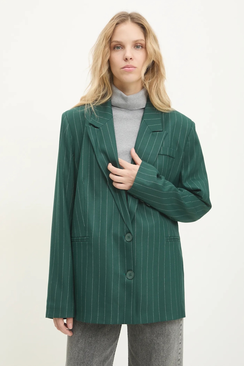 Answear Lab sacou culoarea verde, un singur rand de nasturi, modelator Answear Lab sacou culoarea verde, un singur rand de nasturi, modelator