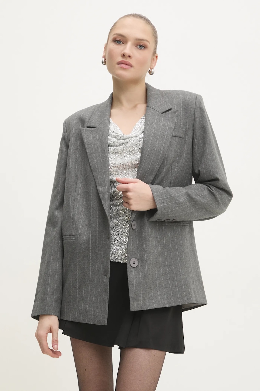 Answear Lab sacou culoarea gri, un singur rand de nasturi, modelator Answear Lab sacou culoarea gri, un singur rand de nasturi, modelator