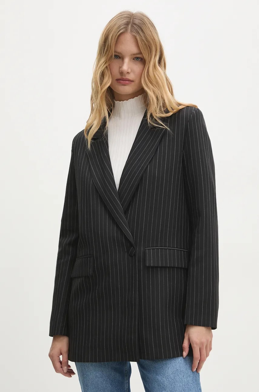 Answear Lab sacou culoarea negru, cu doua randuri de nasturi, modelator Answear Lab sacou culoarea negru, cu doua randuri de nasturi, modelator