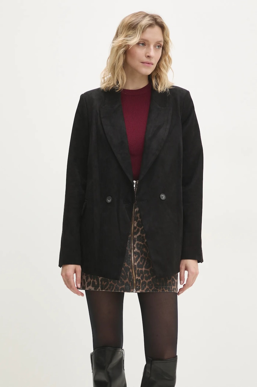 Answear Lab sacou culoarea negru, cu doua randuri de nasturi, neted Answear Lab sacou culoarea negru, cu doua randuri de nasturi, neted
