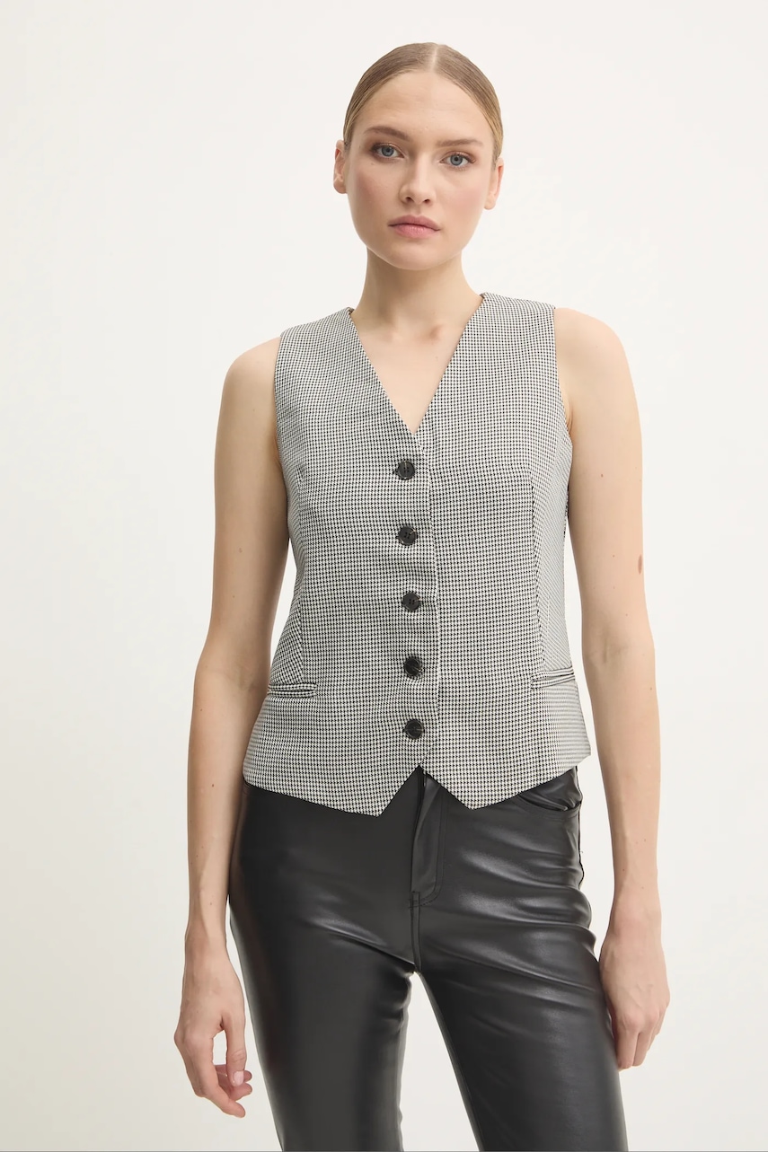 Answear Lab vesta culoarea negru, un singur rand de nasturi