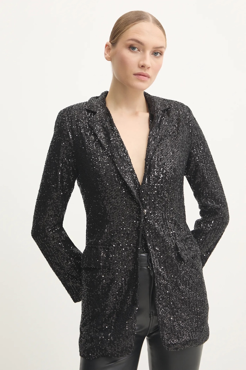 Answear Lab sacou culoarea negru, un singur rand de nasturi Answear Lab sacou culoarea negru, un singur rand de nasturi