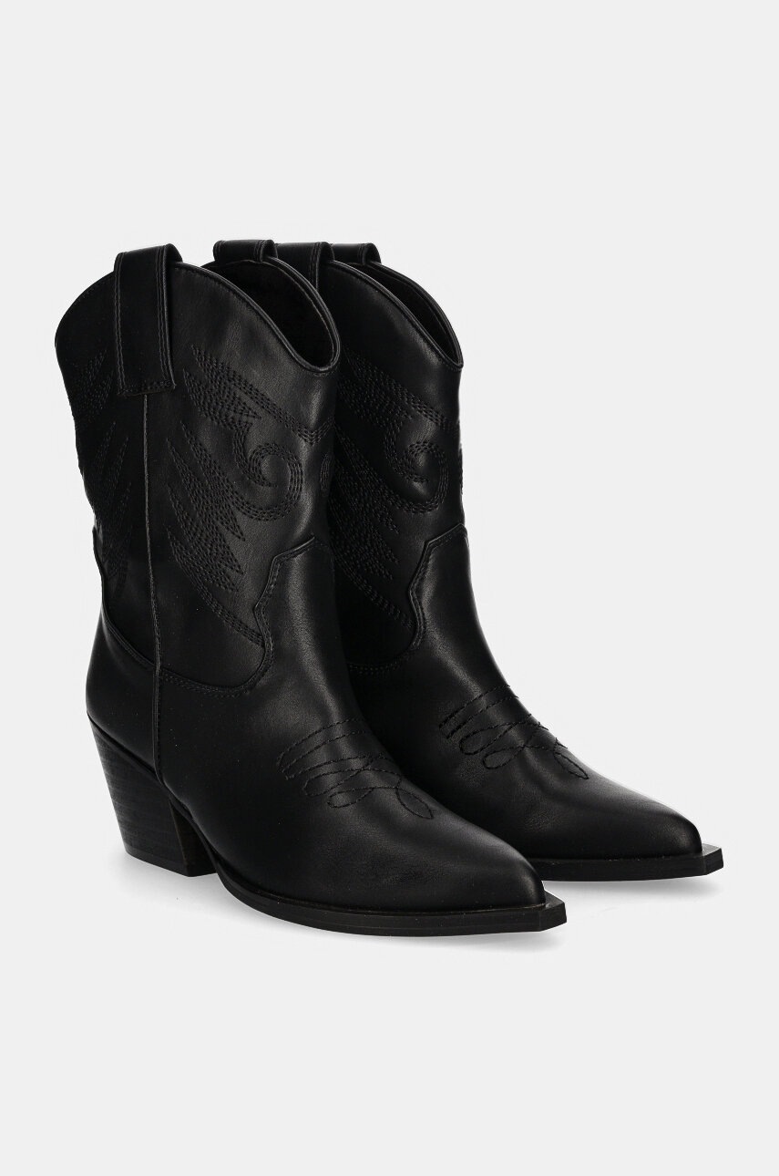 

Каубойски ботуши Answear Lab в черно с дебел ток, Черен