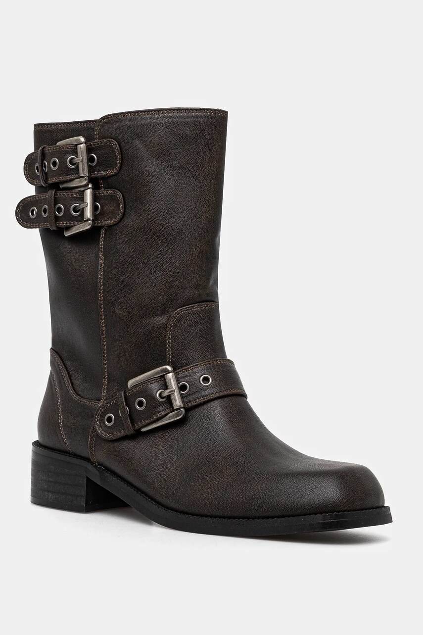 Answear Lab botine femei, culoarea maro, cu toc plat