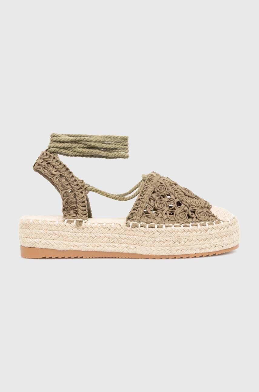 Answear Lab espadrile femei, culoarea verde, cu platforma