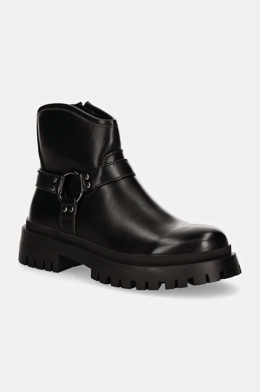 Answear Lab botine femei, culoarea negru, cu platforma, izolare usoara
