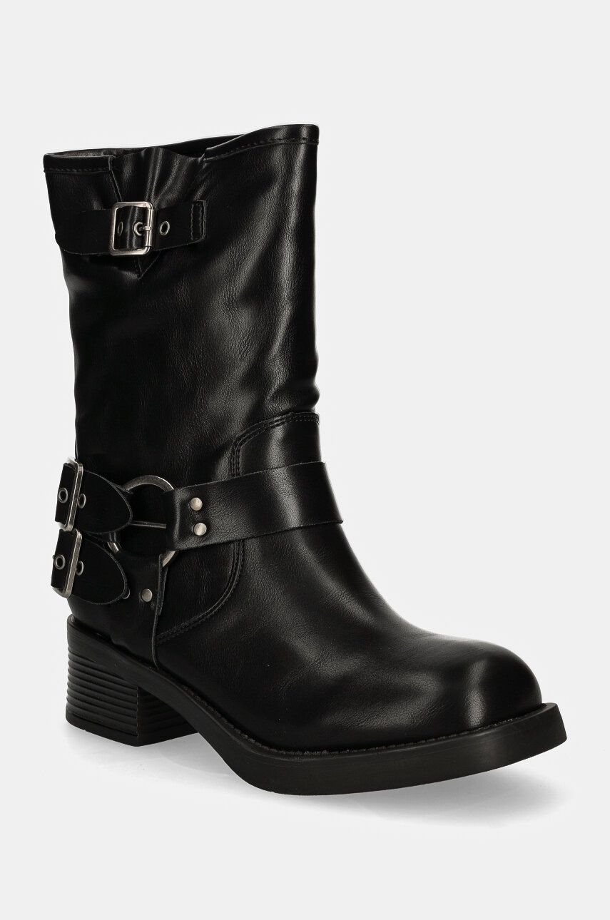 Answear.LAB botki damskie kolor czarny na płaskim obcasie