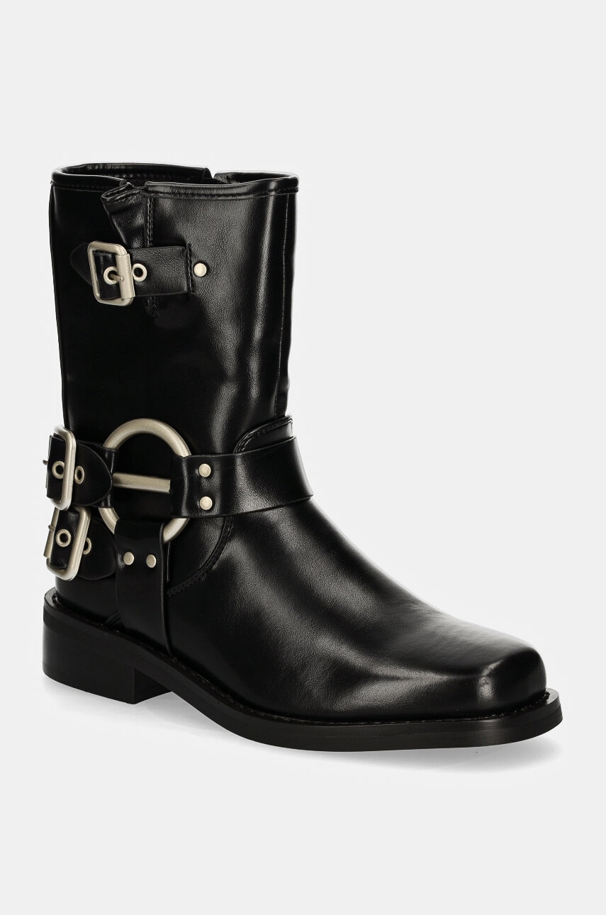 Answear Lab botine femei, culoarea negru, cu toc plat, izolare usoara Answear Lab botine femei, culoarea negru, cu toc plat, izolare usoara