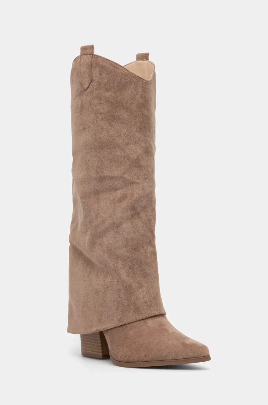 Answear Lab cizme femei, culoarea bej, cu toc drept