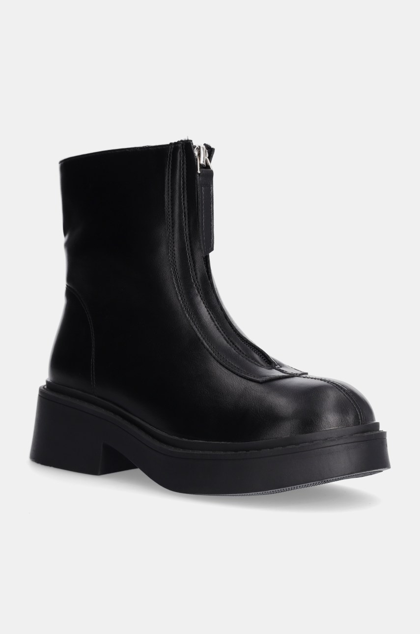 Answear Lab botine femei, culoarea negru, cu toc plat