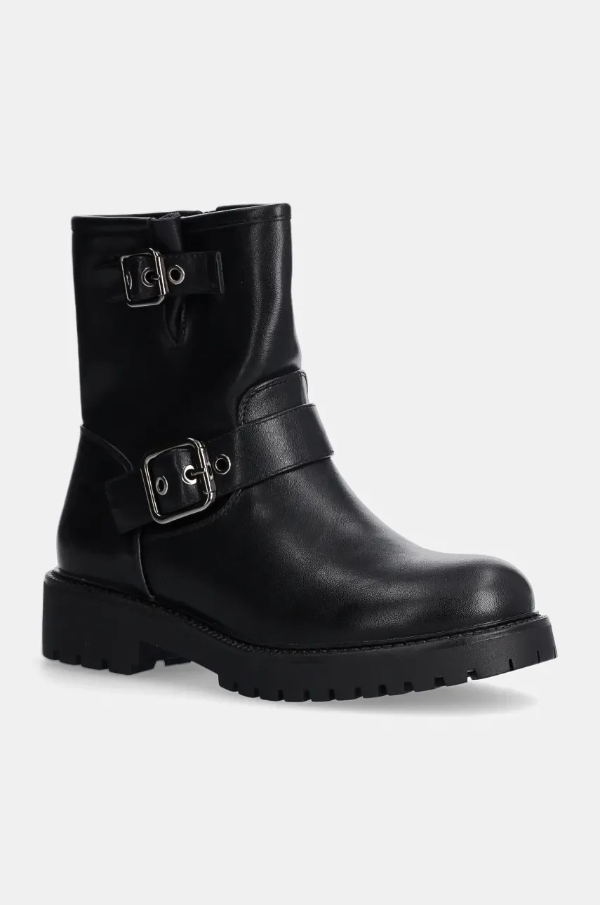 Answear Lab botine femei, culoarea negru, cu toc plat
