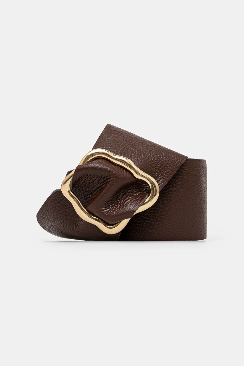 Answear Lab curea de piele femei, culoarea maro