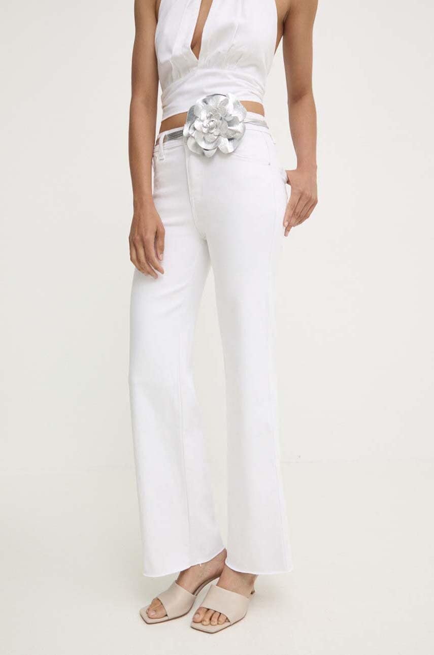 Answear Lab curea de piele femei, culoarea argintiu