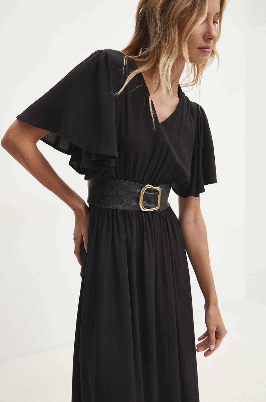 Answear Lab curea de piele femei, culoarea negru