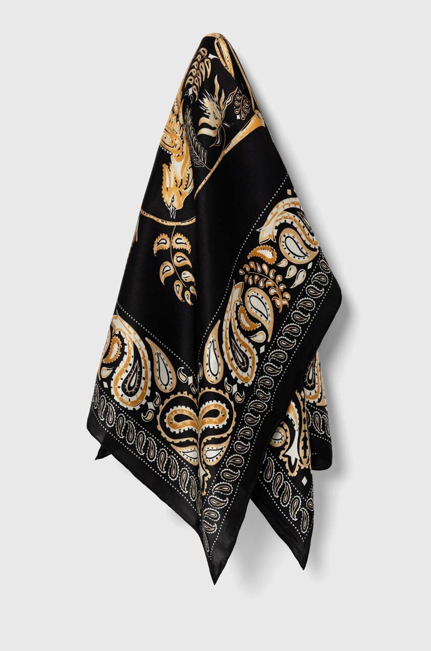 

Копринено шалче Answear Lab в черно с десен, Черен