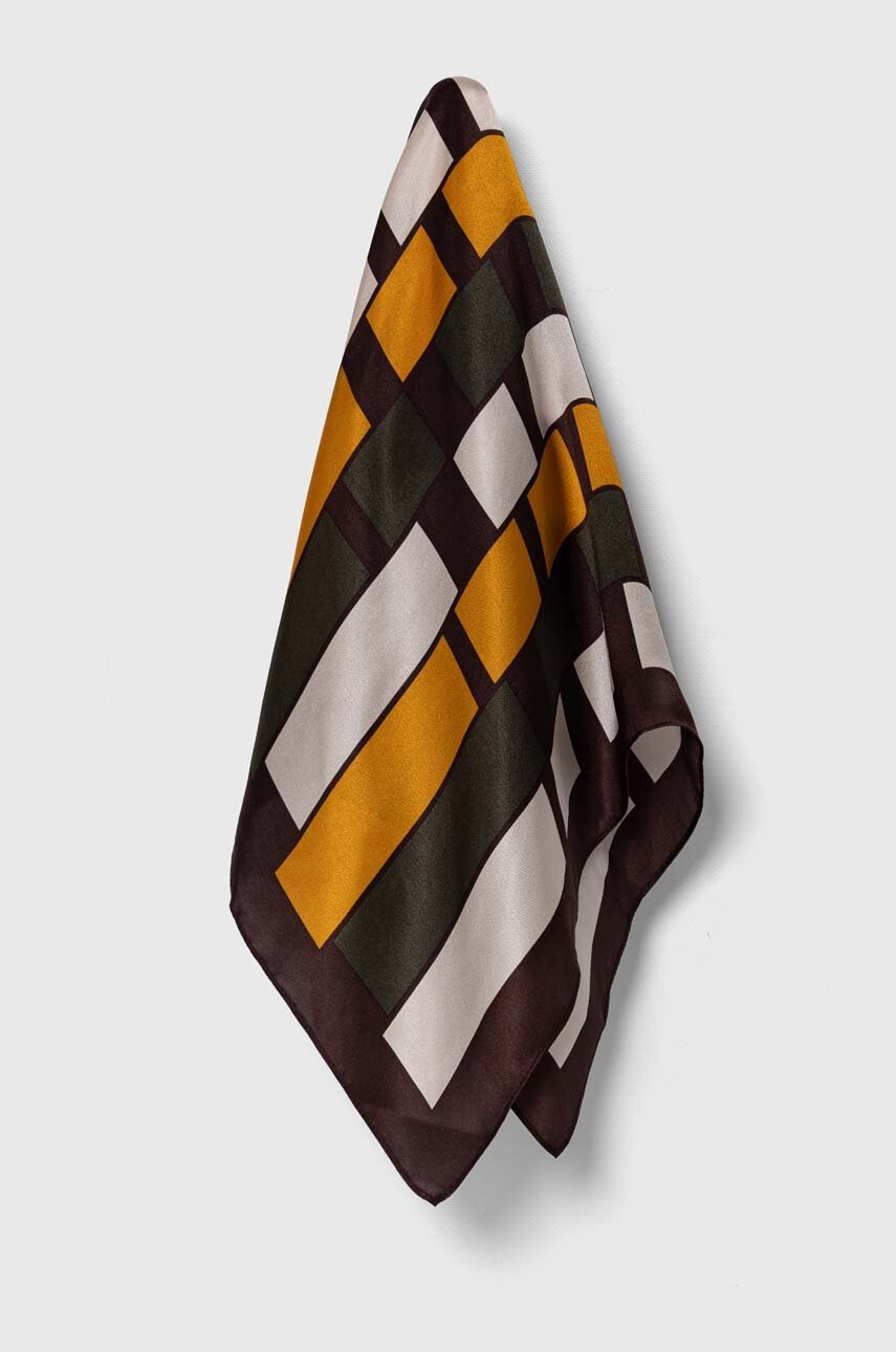 

Копринено шалче Answear Lab в кафяво с десен, Кафяв