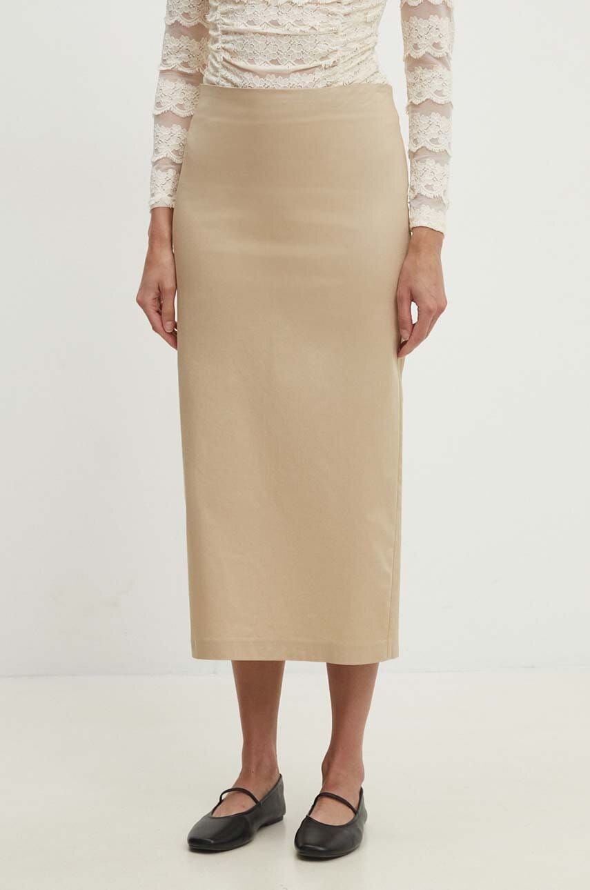 Answear Lab fustă culoarea bej, midi, creion