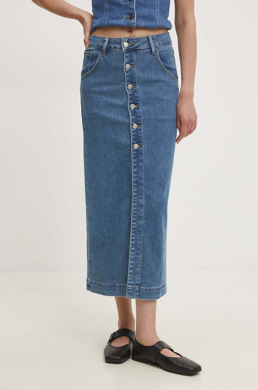 Answear Lab fustă din denim midi, dreaptă
