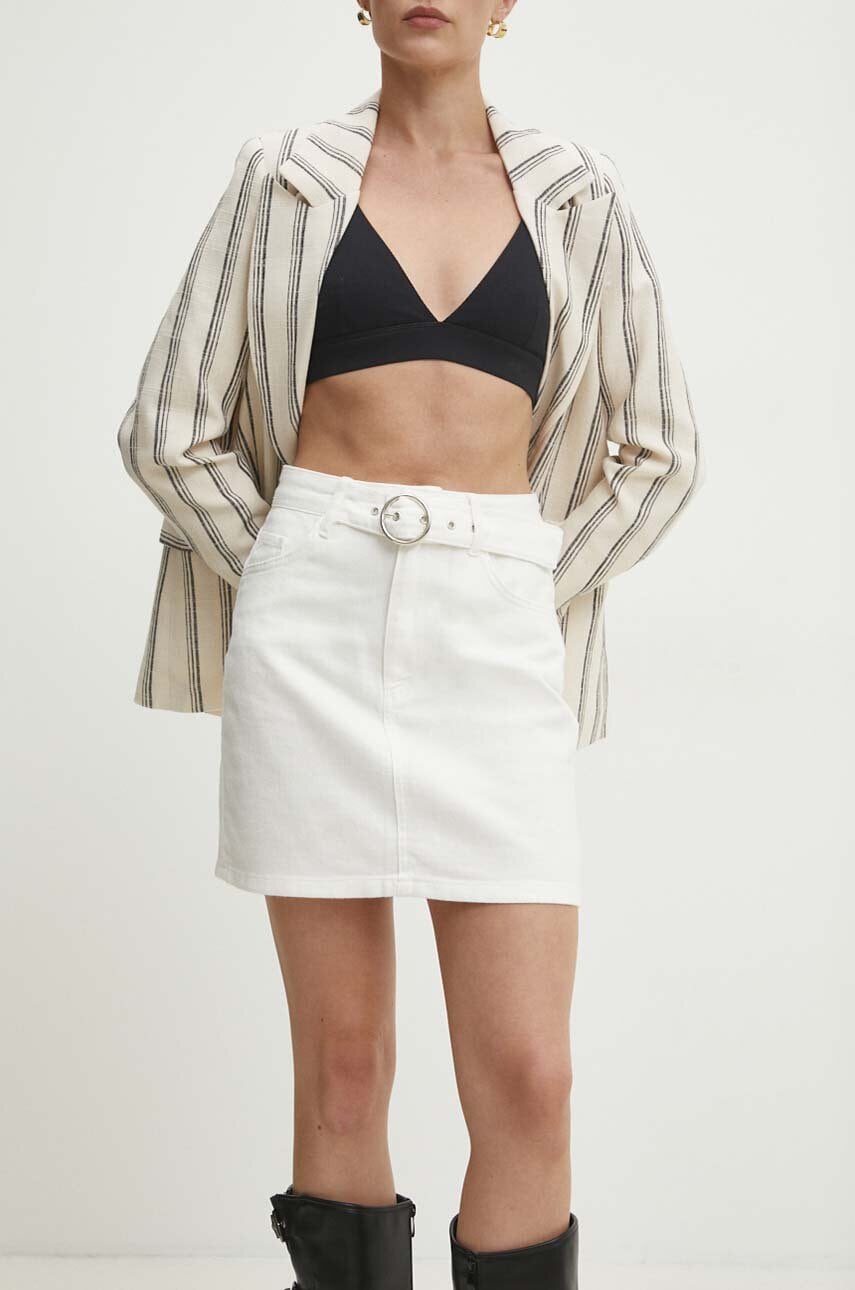 Answear Lab fustă din denim culoarea alb, mini, creion Answear Lab fustă din denim culoarea alb, mini, creion