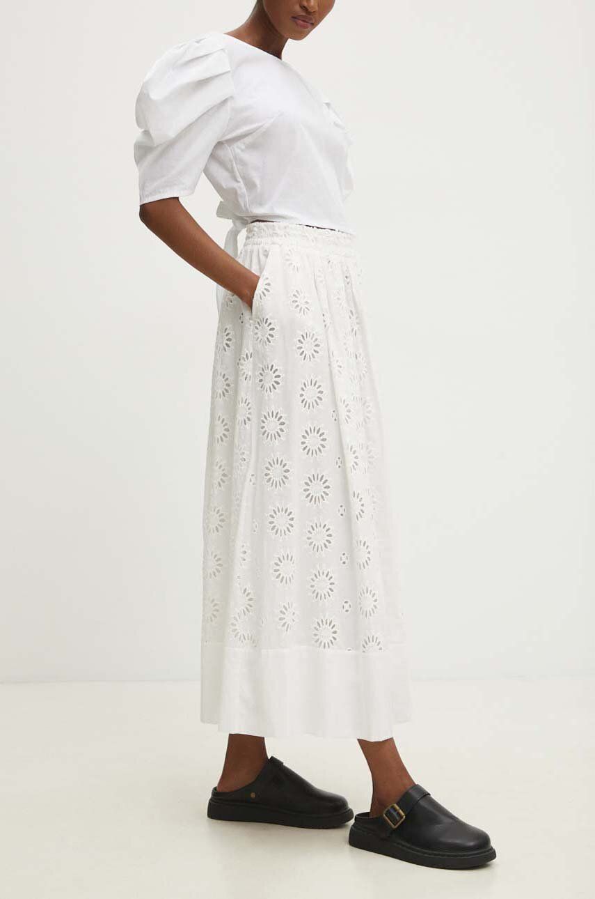 Bavlnená sukňa Answear Lab biela farba, midi, áčkový strih