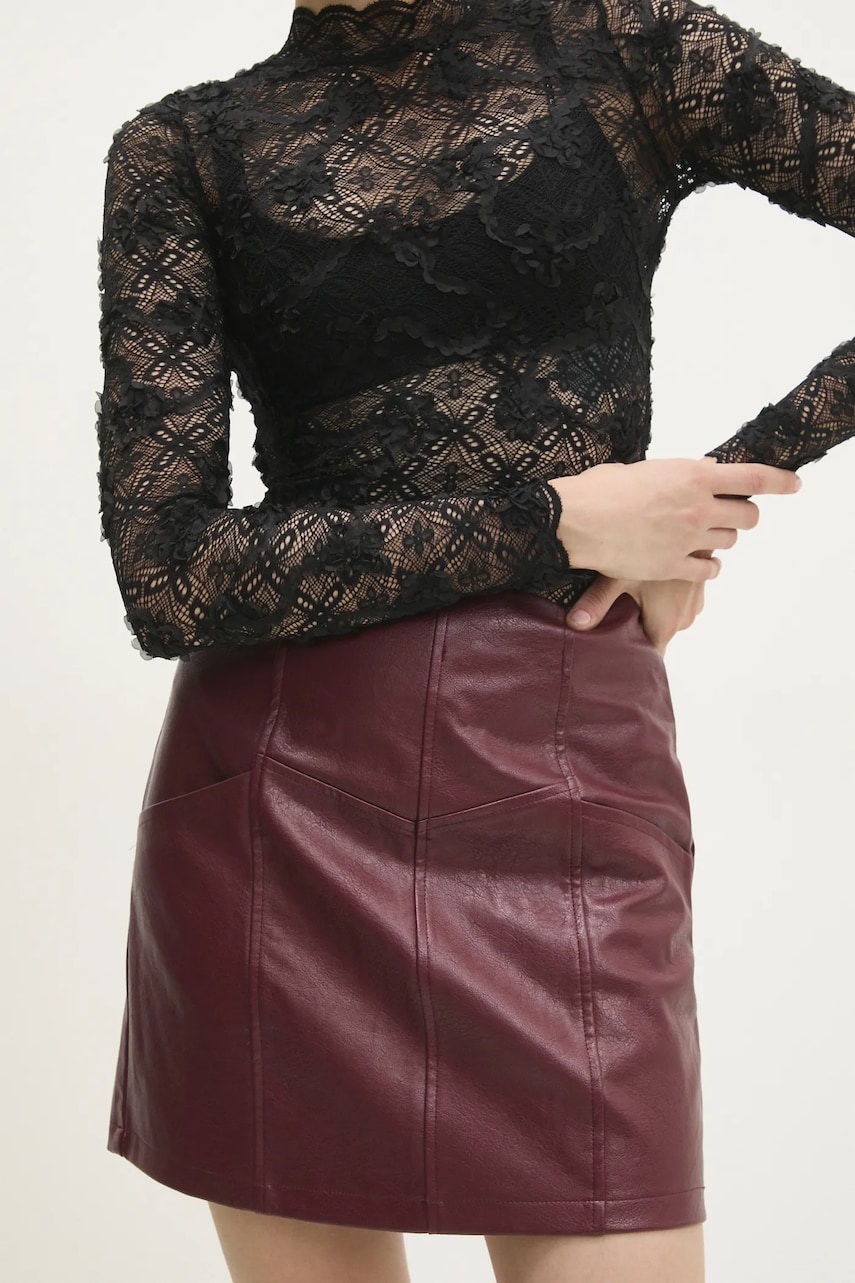 Answear Lab fusta culoarea bordo, mini, evazati Answear Lab fusta culoarea bordo, mini, evazati