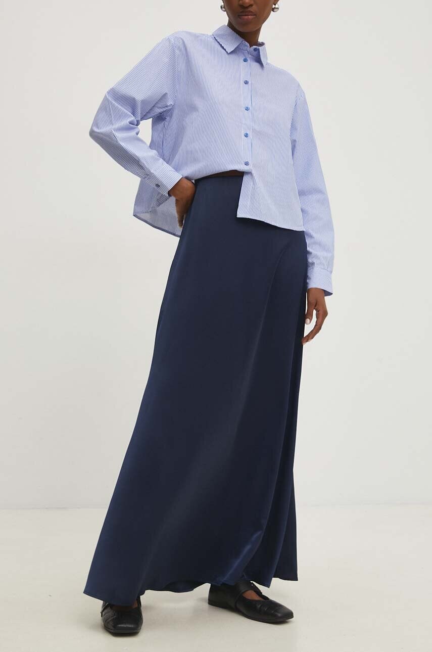 Answear Lab fusta culoarea albastru marin, maxi, evazati Answear Lab fusta culoarea albastru marin, maxi, evazati