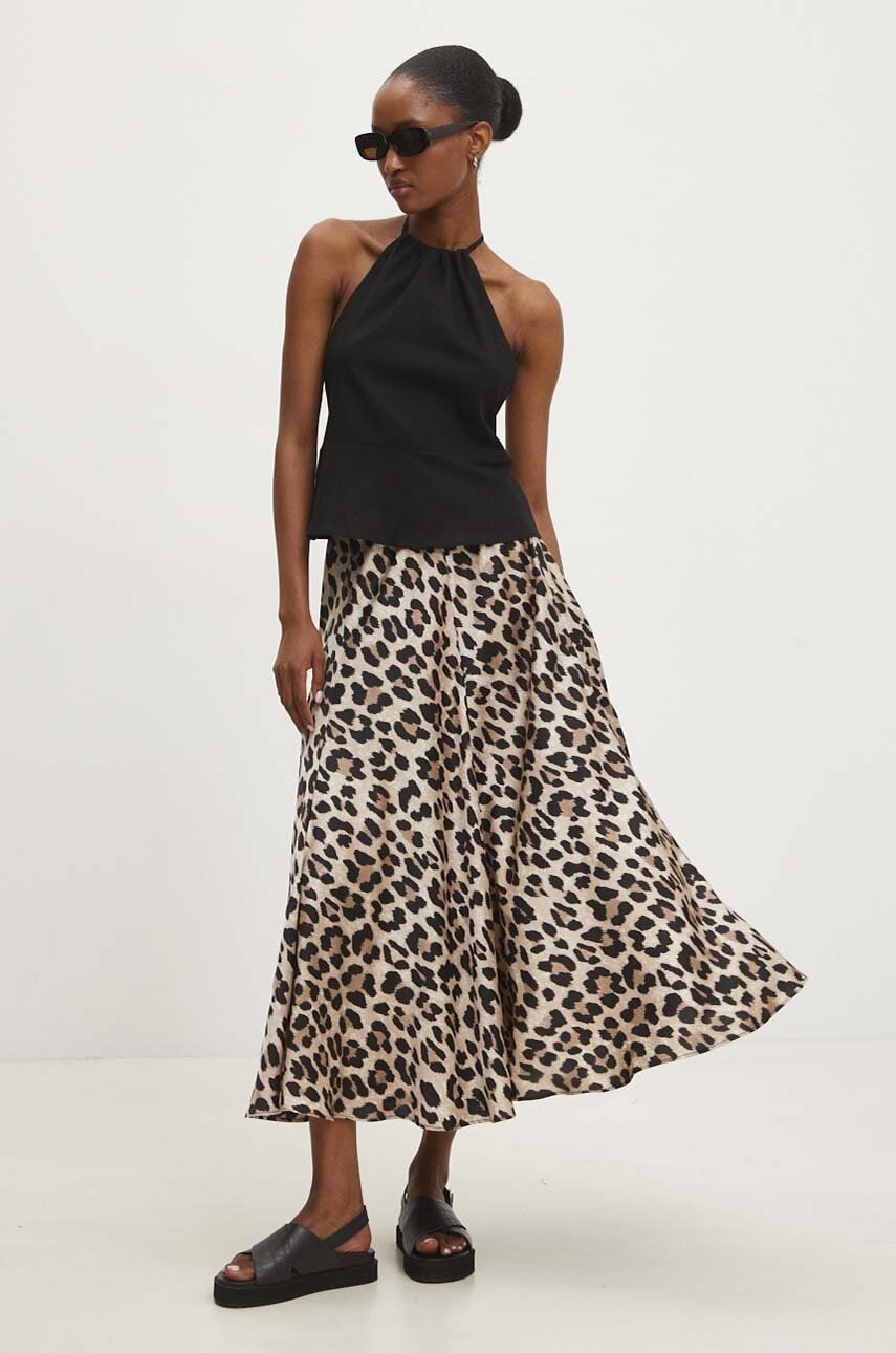 Answear Lab fustă culoarea maro, midi, evazati