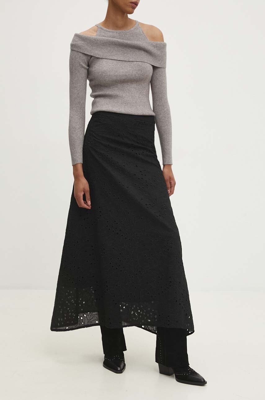 Answear Lab fusta din bumbac culoarea negru, maxi, evazati
