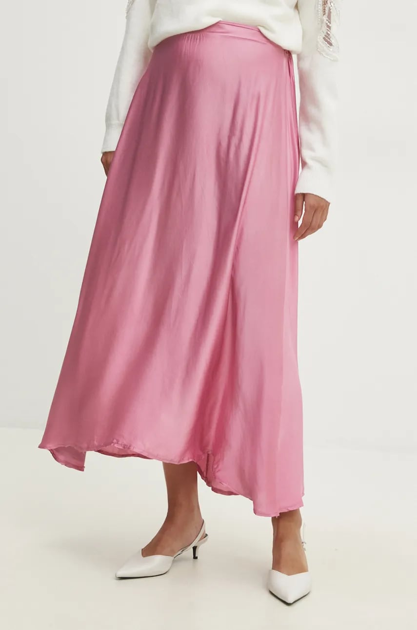 Answear Lab fusta culoarea roz, maxi, evazati