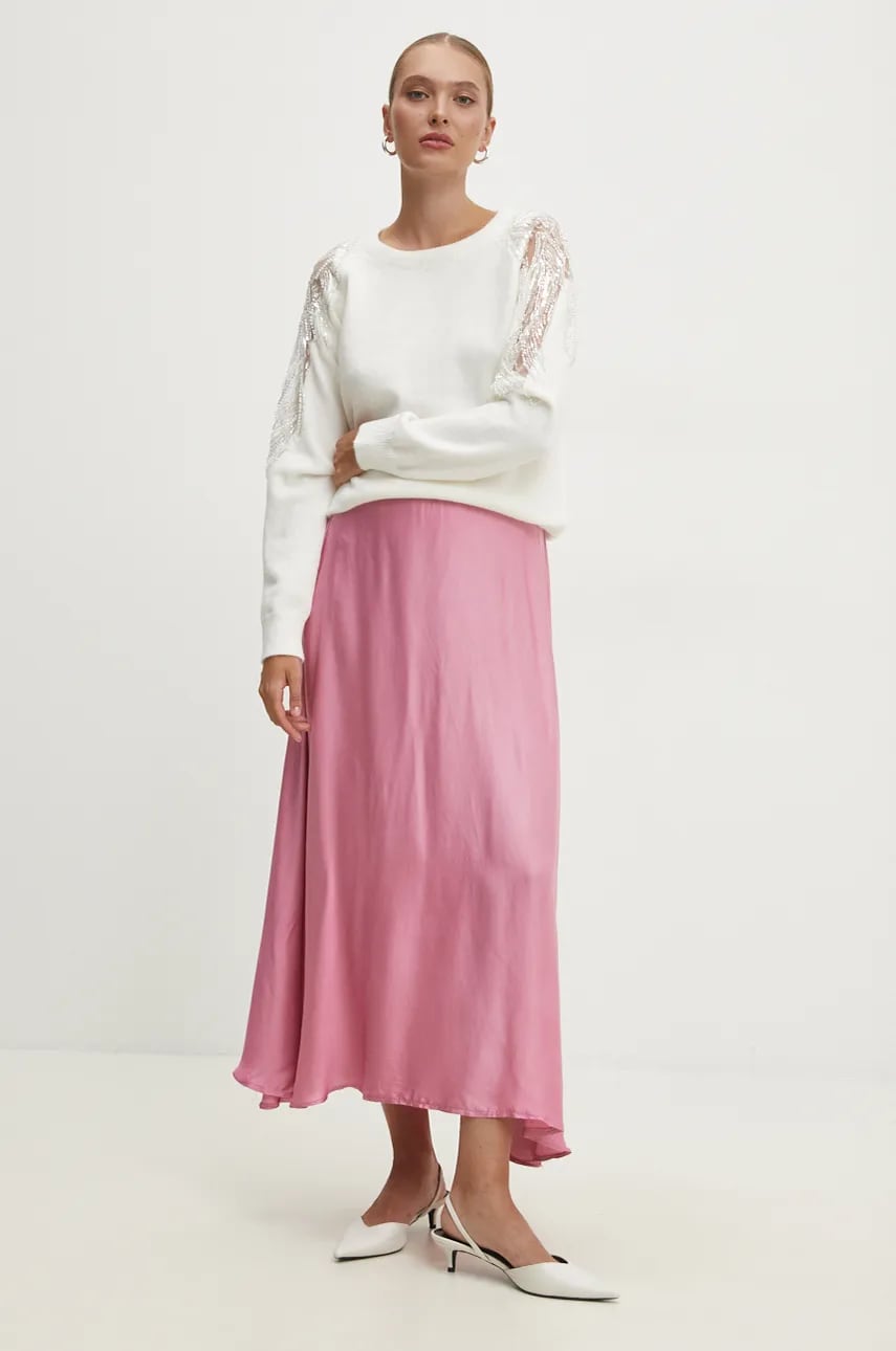 Юбка Answear Lab цвет розовый maxi расклешённая Юбка Answear Lab цвет розовый maxi расклешённая