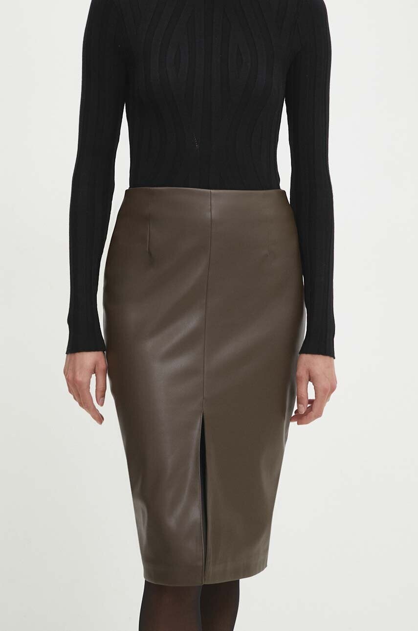 Answear Lab fusta culoarea maro, midi, drept