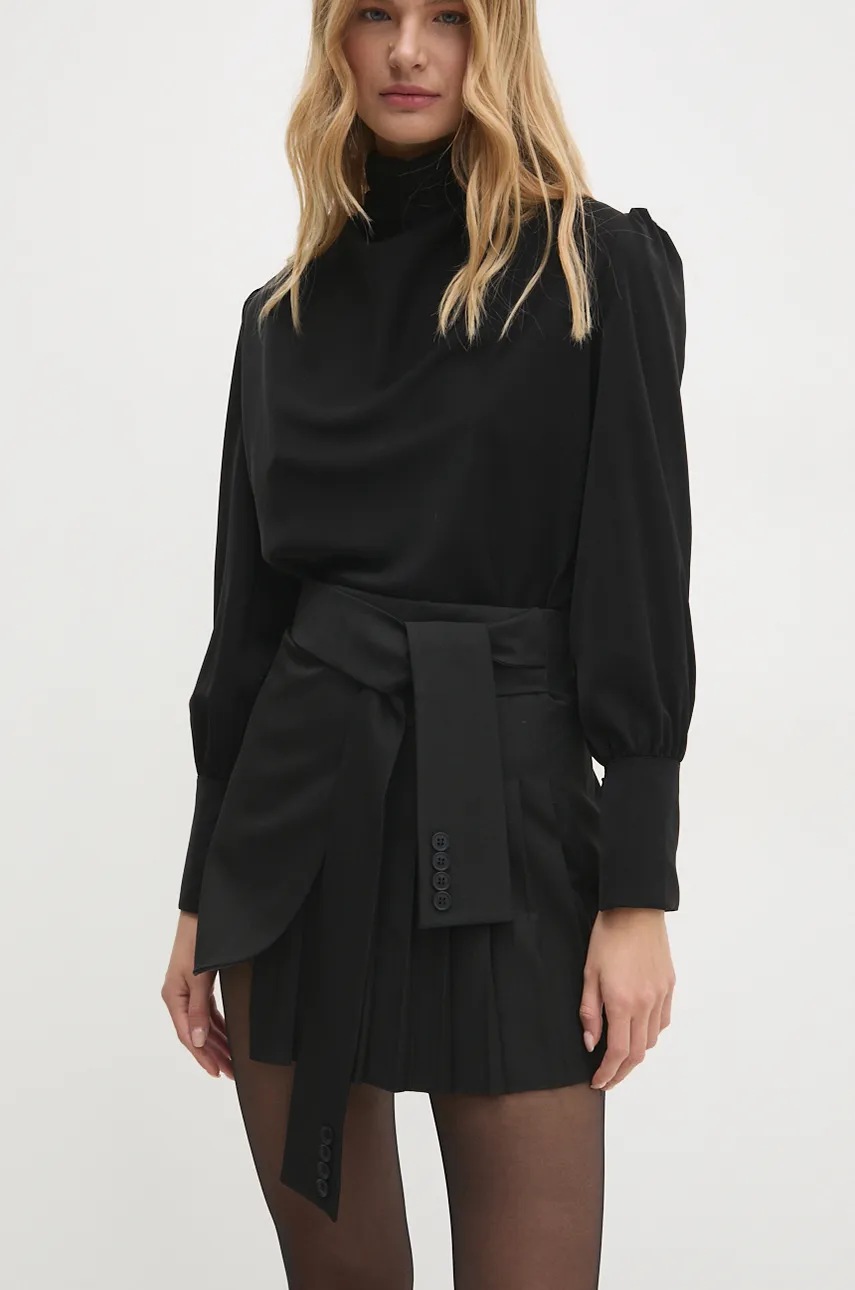 

Пола Answear Lab в черно къса разкроена, Черен