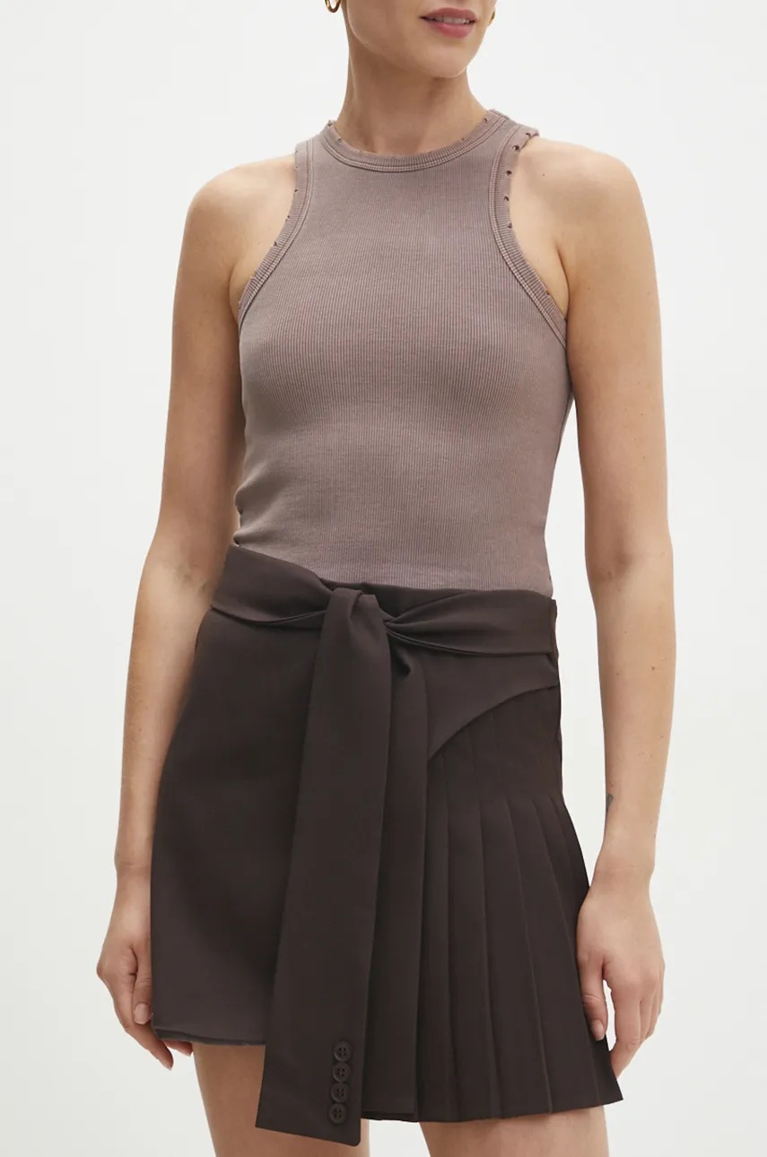 Answear Lab fustă culoarea maro, mini, evazati