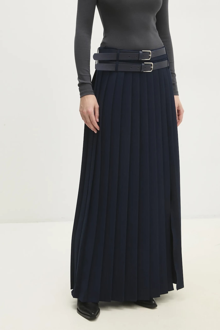 Answear Lab fusta culoarea albastru marin, midi, evazati Answear Lab fusta culoarea albastru marin, midi, evazati