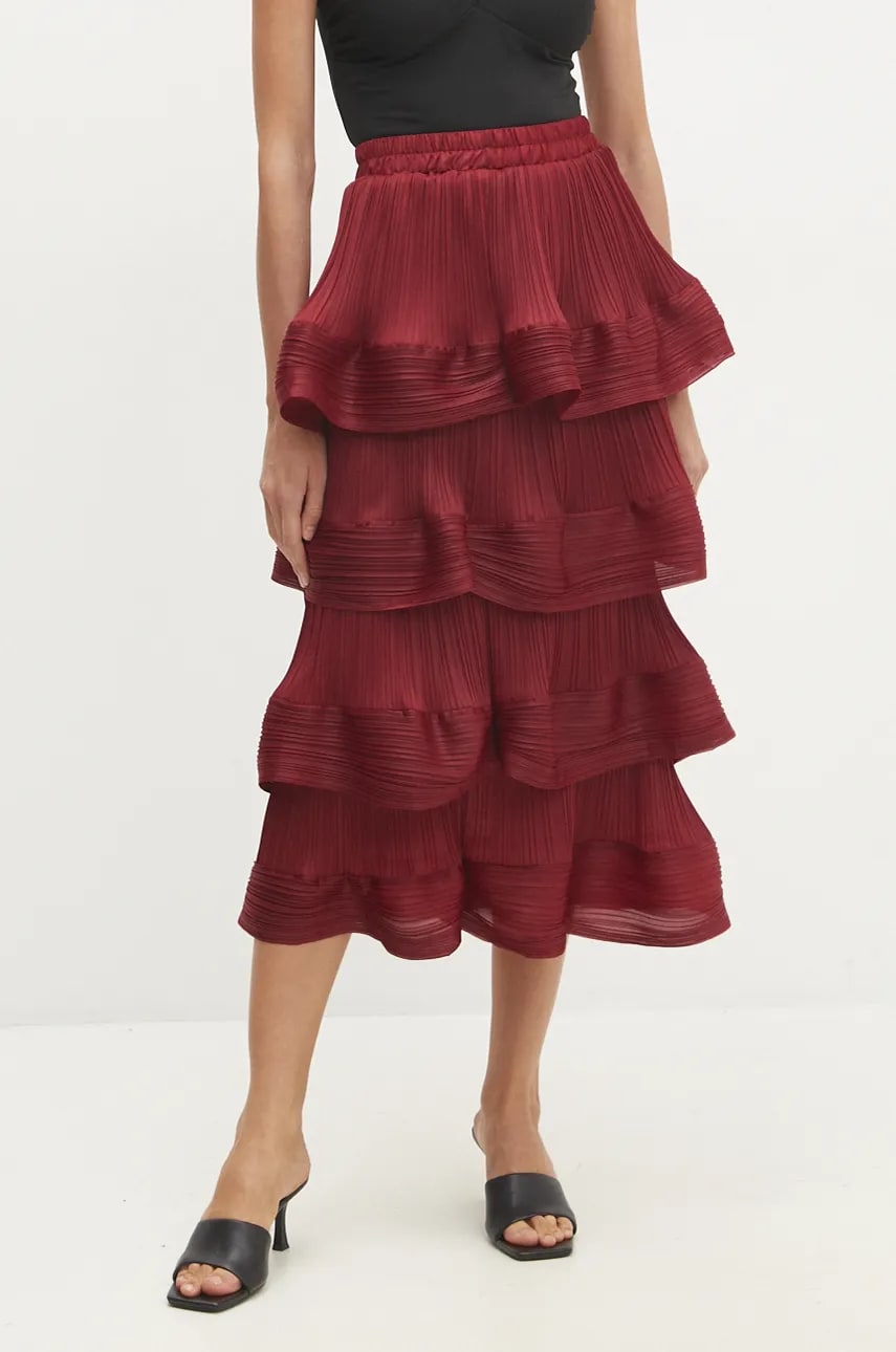 Answear Lab fustă culoarea bordo, midi, evazati