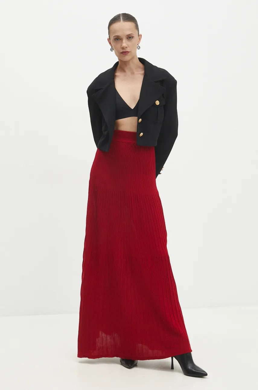 Юбка Answear Lab цвет красный maxi расклешённая Юбка Answear Lab цвет красный maxi расклешённая