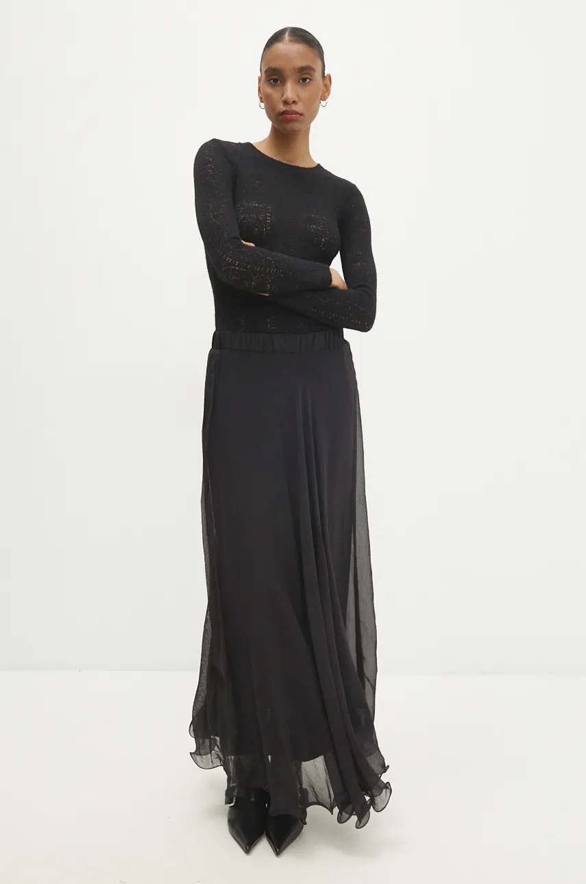 Answear Lab fustă culoarea maro, maxi, evazati