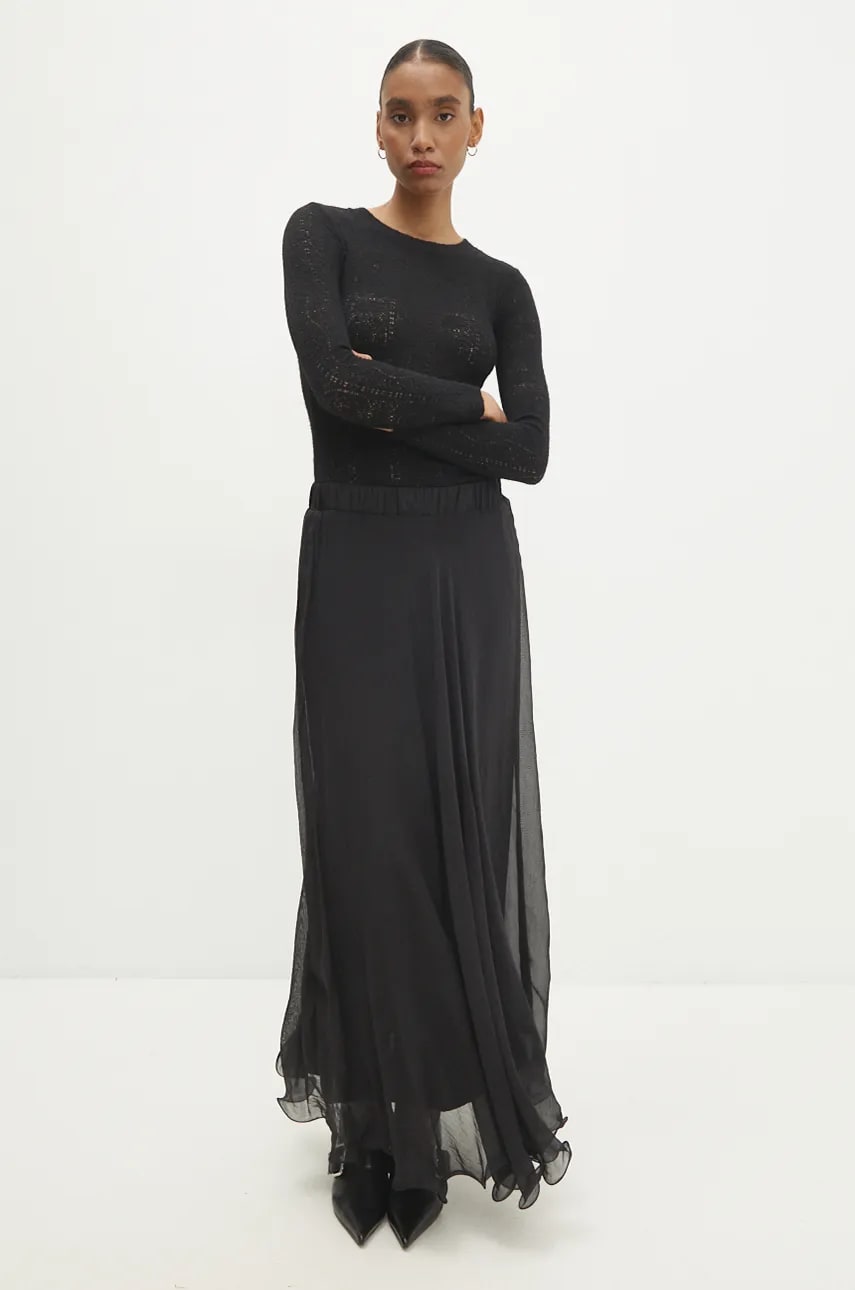Answear Lab fusta culoarea maro, maxi, evazati Answear Lab fusta culoarea maro, maxi, evazati