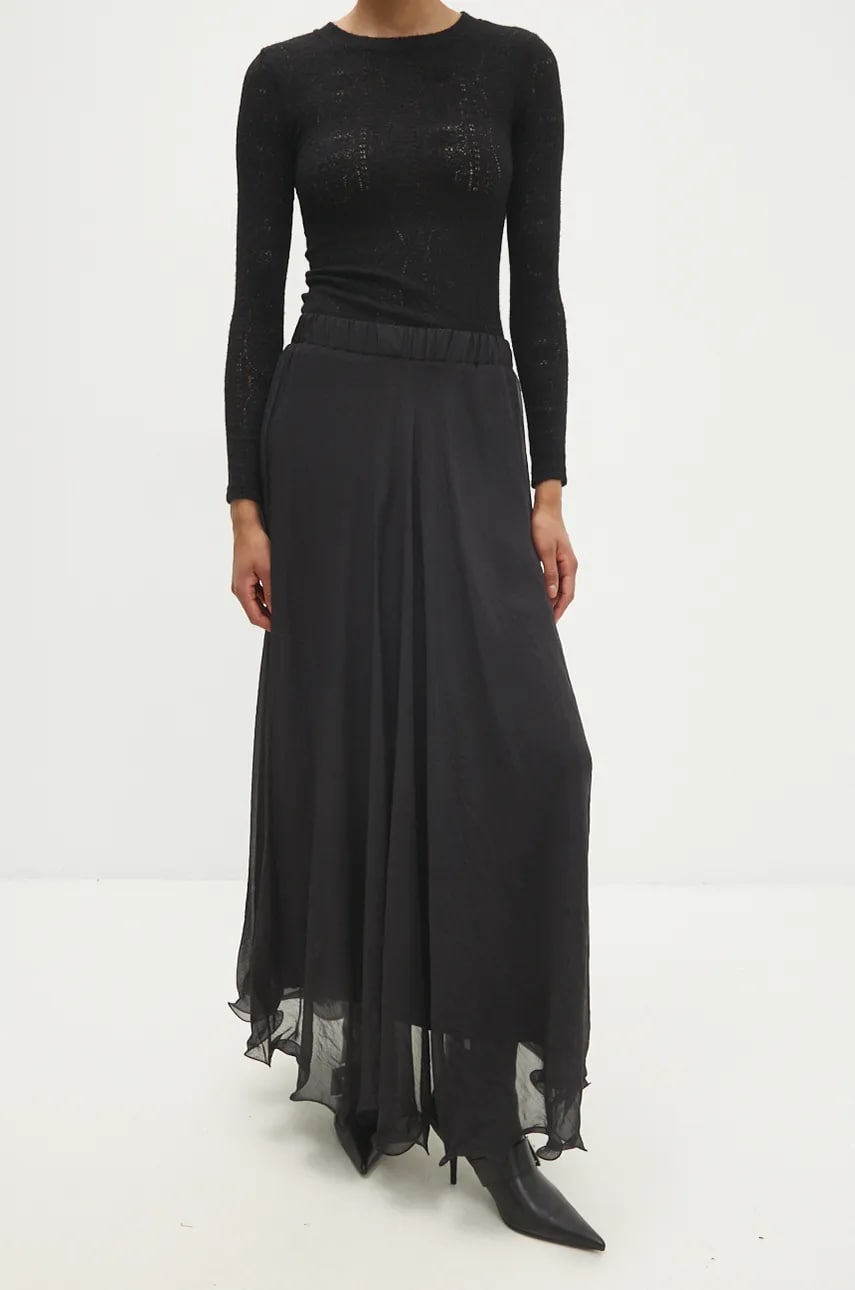 Юбка Answear Lab цвет коричневый maxi расклешённая Юбка Answear Lab цвет коричневый maxi расклешённая