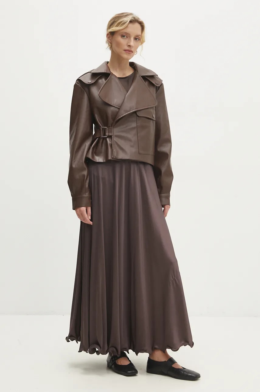 Юбка Answear Lab цвет коричневый maxi расклешённая Юбка Answear Lab цвет коричневый maxi расклешённая