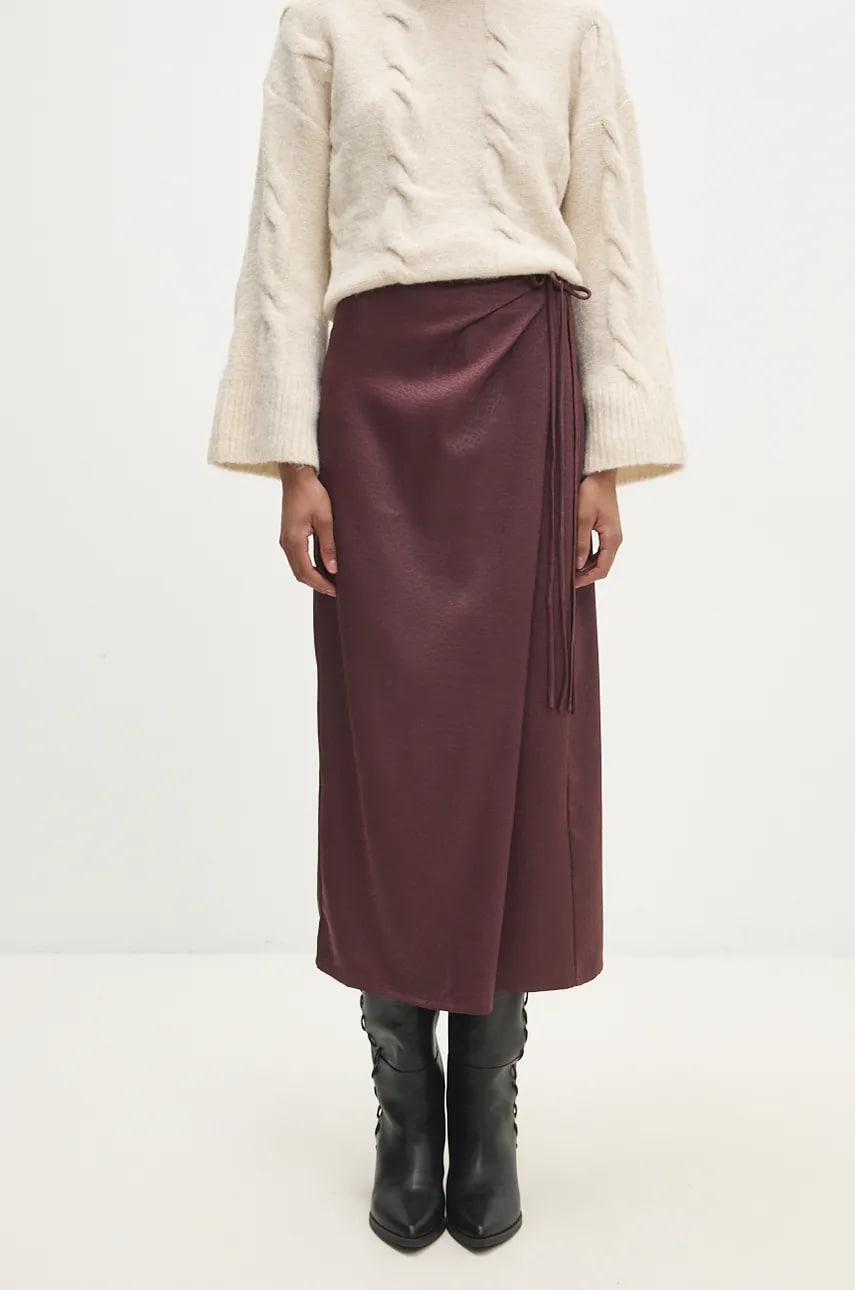 Answear Lab fusta culoarea bordo, midi, drept Answear Lab fusta culoarea bordo, midi, drept
