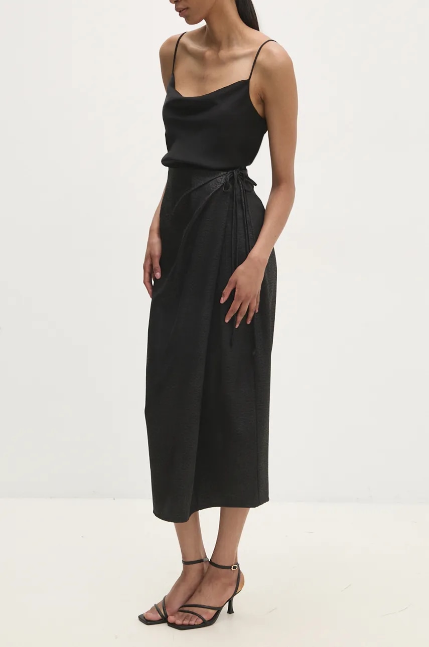 Answear Lab fustă culoarea negru, midi, drept