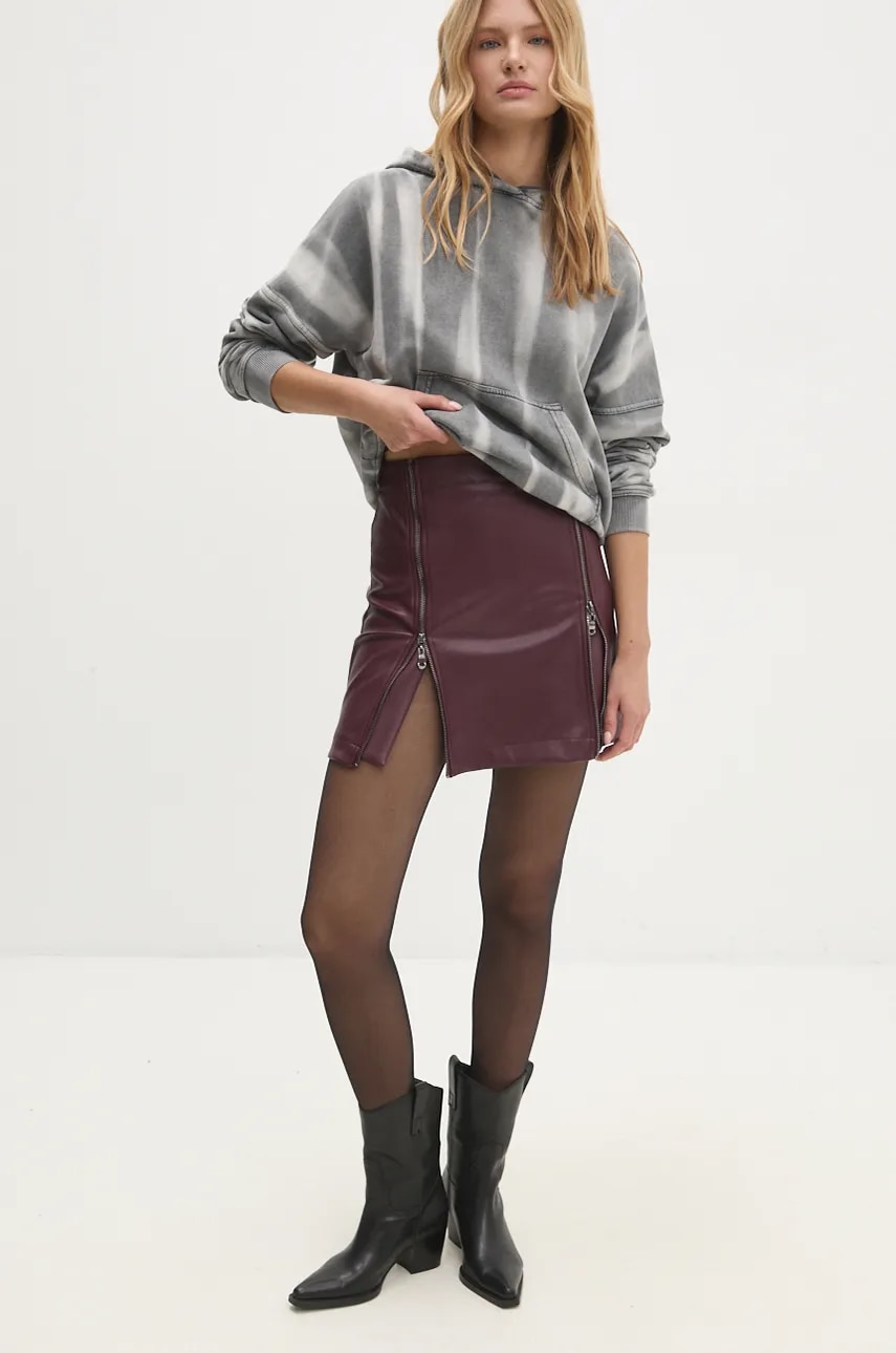 Answear Lab fusta culoarea bordo, mini, creion Answear Lab fusta culoarea bordo, mini, creion