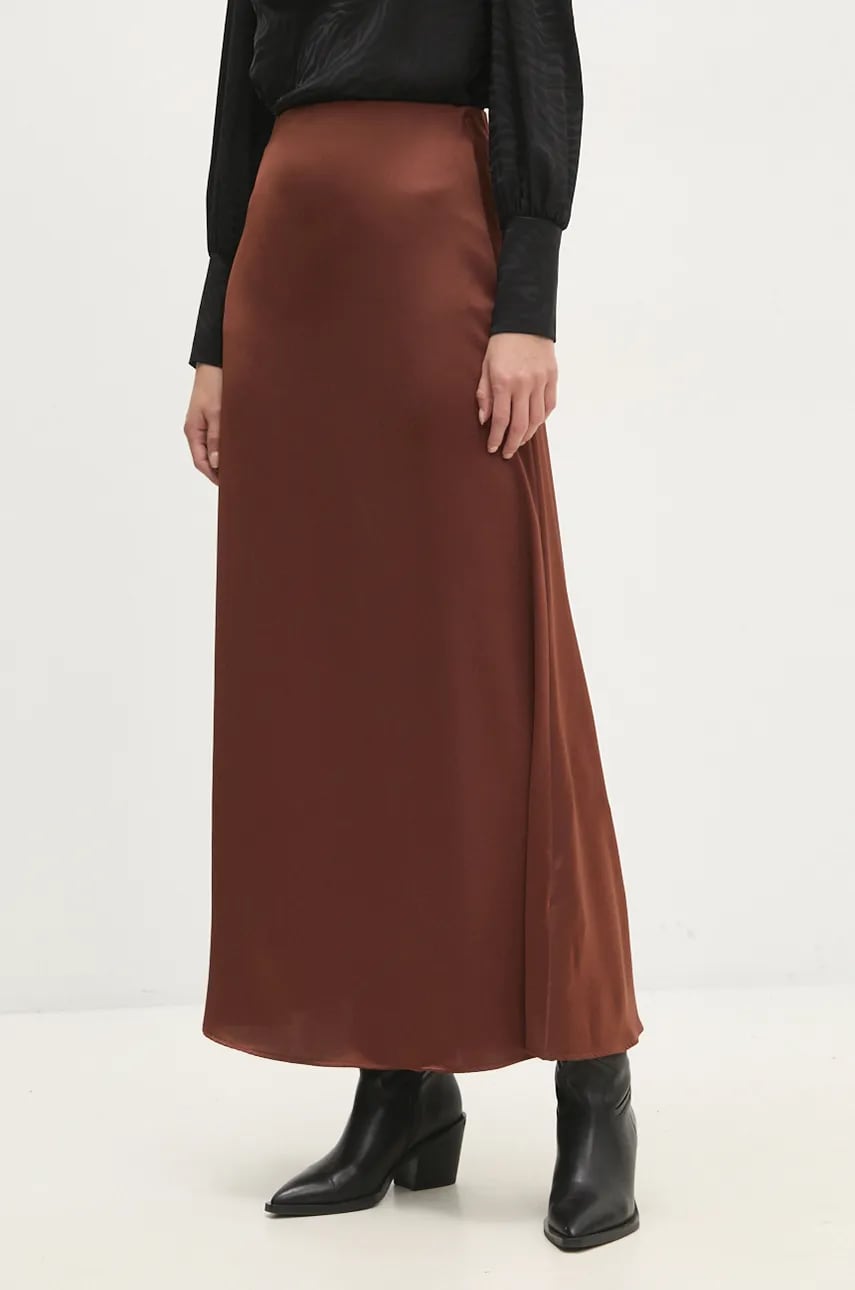 Answear Lab fustă culoarea maro, maxi, evazati