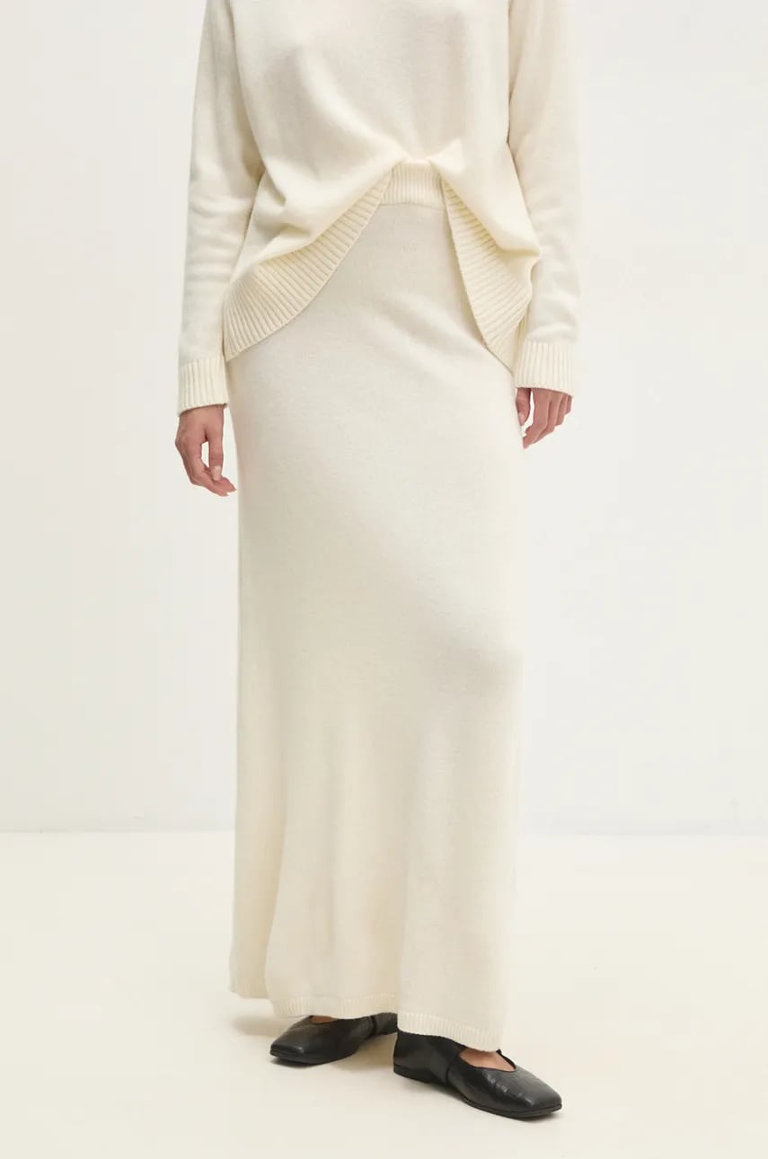 Answear Lab fustă de lână culoarea bej, maxi, drept