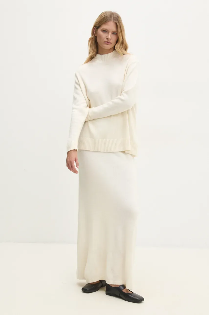 Шерстяная юбка Answear.LAB цвет бежевый maxi прямая Шерстяная юбка Answear.LAB цвет бежевый maxi прямая