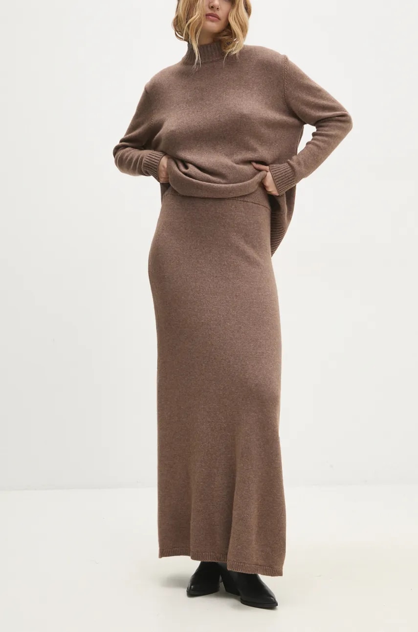 Answear Lab fustă de lână culoarea maro, maxi, drept