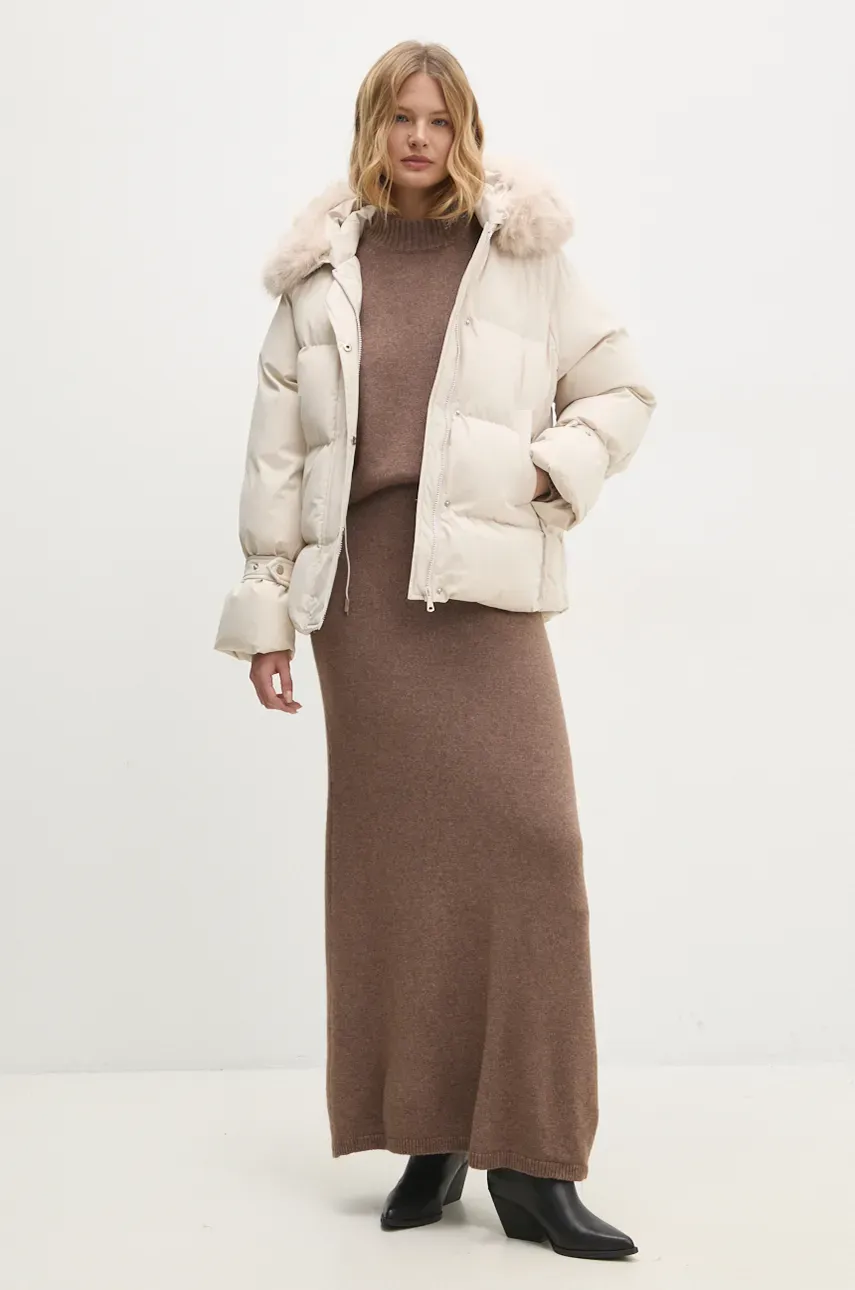 Шерстяная юбка Answear.LAB цвет коричневый maxi прямая Шерстяная юбка Answear.LAB цвет коричневый maxi прямая