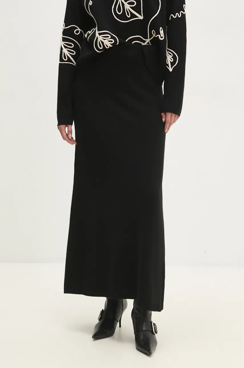 Answear Lab fustă de lână culoarea negru, maxi, drept