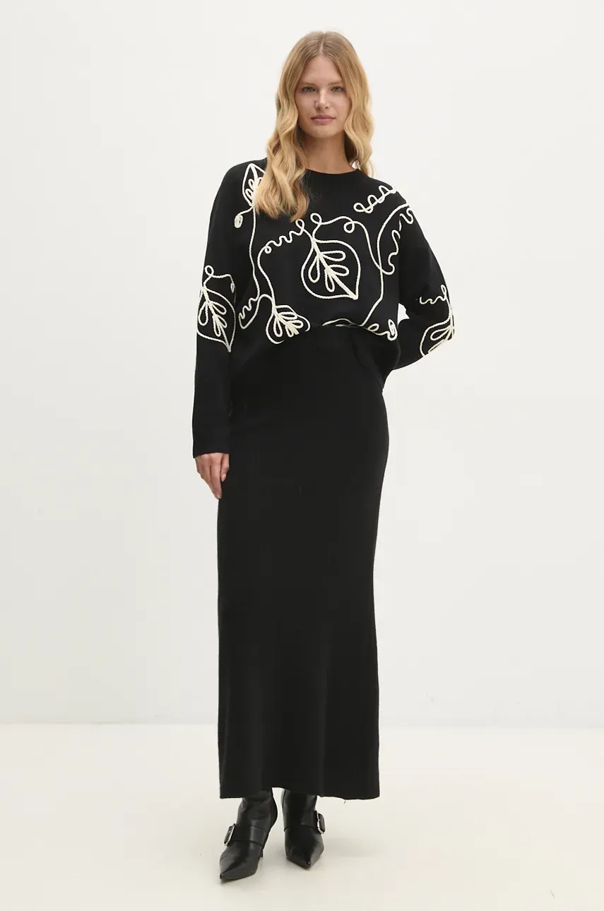 Шерстяная юбка Answear.LAB цвет чёрный maxi прямая Шерстяная юбка Answear.LAB цвет чёрный maxi прямая